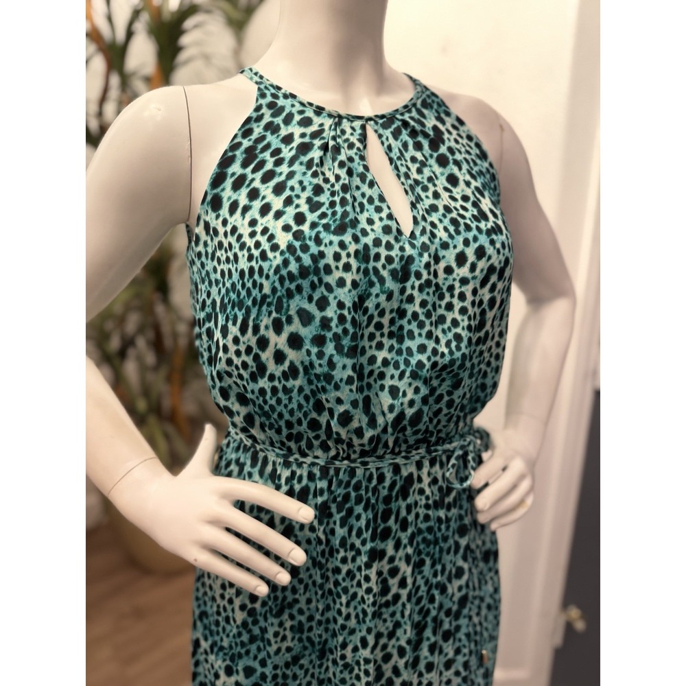 Jennifer Lopez Sleeveless Maxi Dress Sz 6/8 High Keyhole Neck Tie Belt Long Boho - Picture 3 of 11